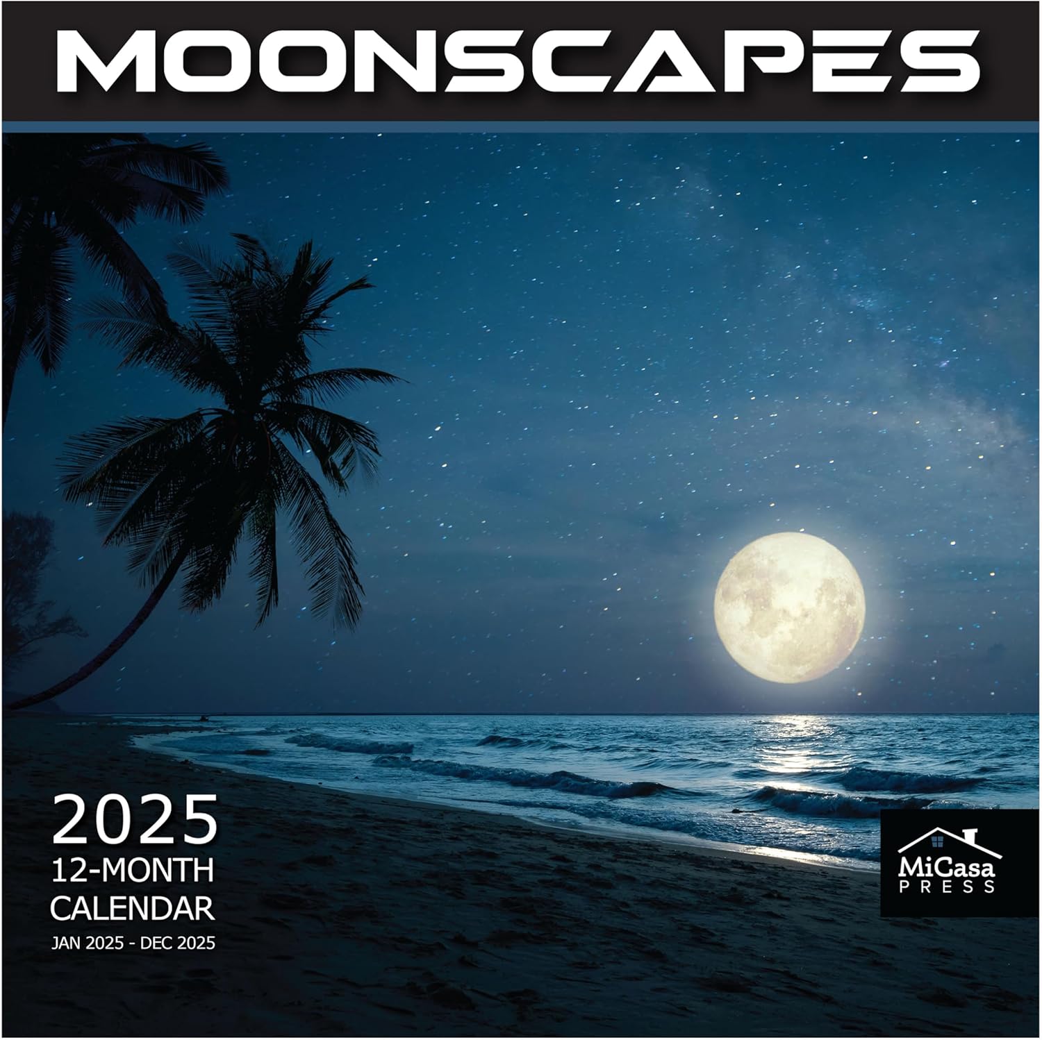MICASA Moonscapes 2025 Wall Calendar 12 Month | 12" x 24" Open | Thick & Sturdy...