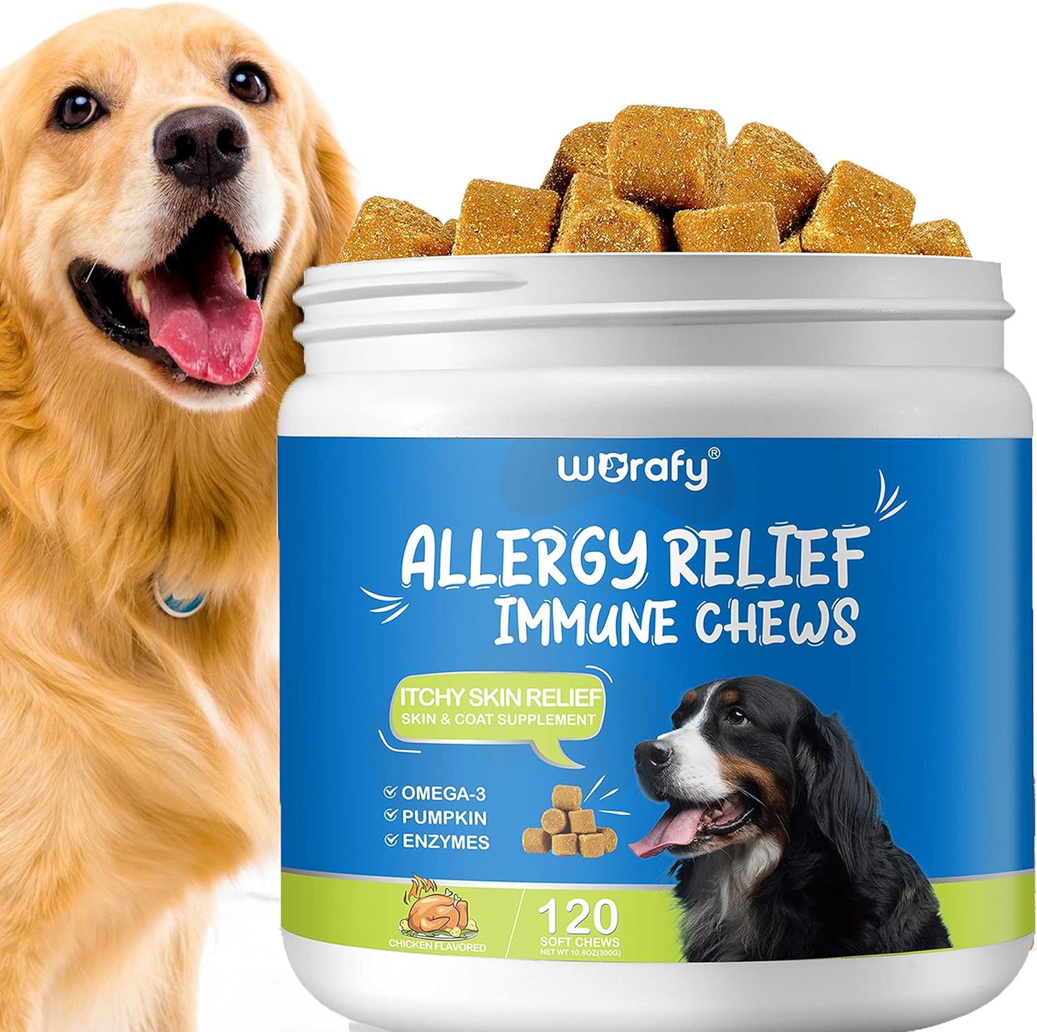 Bieyoc Itchy Dog Skin Relief, Itch Immunity Treats For Dogs, 120pcs Dog Allergy...