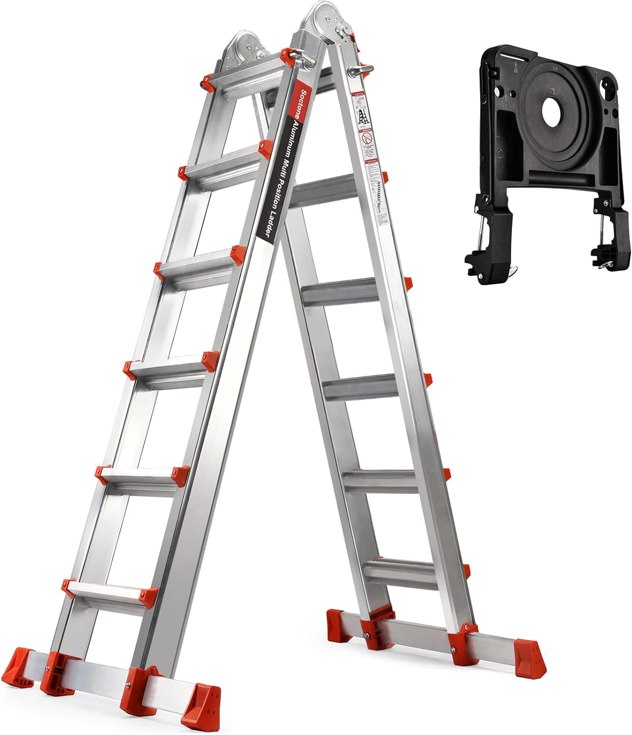 Soctone Ladder, A Frame 6 Step Ladder Extension Ladder, 22 Ft Multi Position Lad...