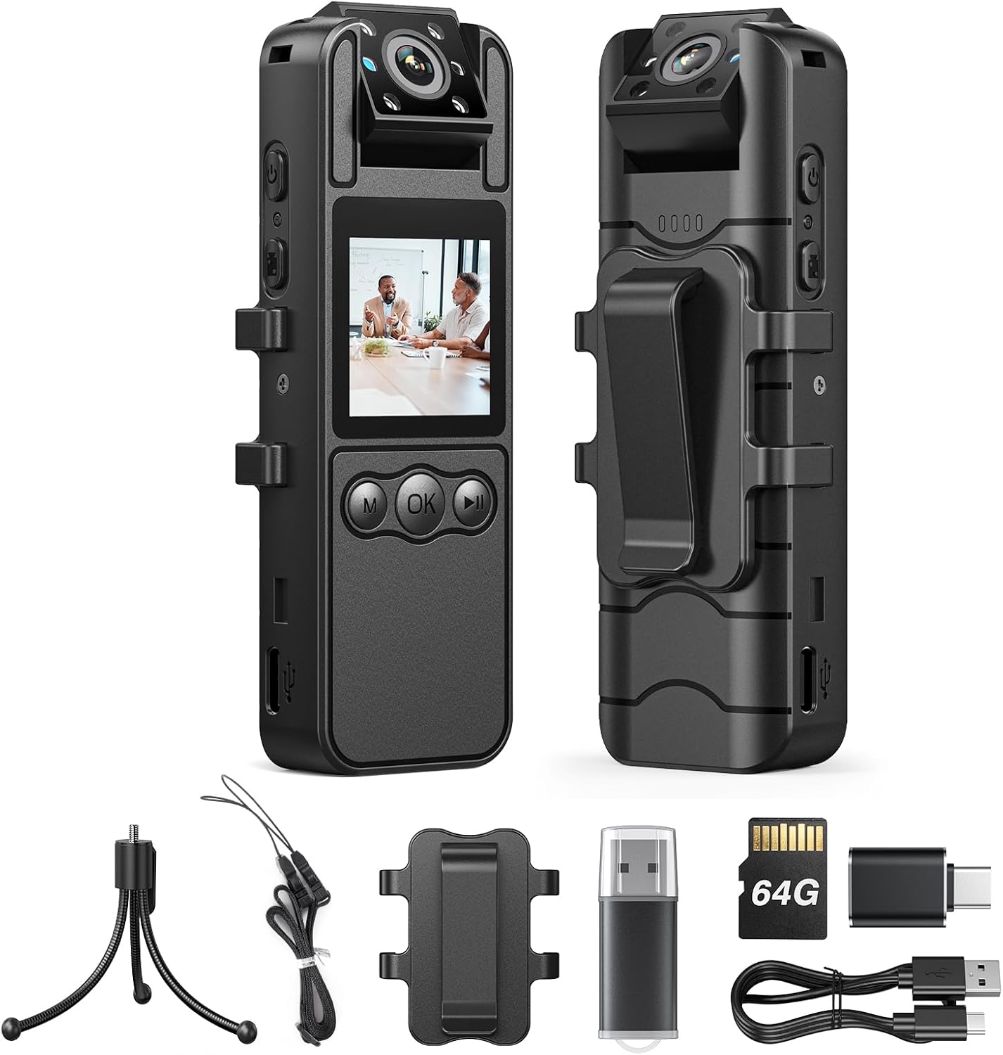 BOBLOV A26 Small Body Camera, 64GB Mini Body Cams, 6 Hrs Video Recording, Tripod...