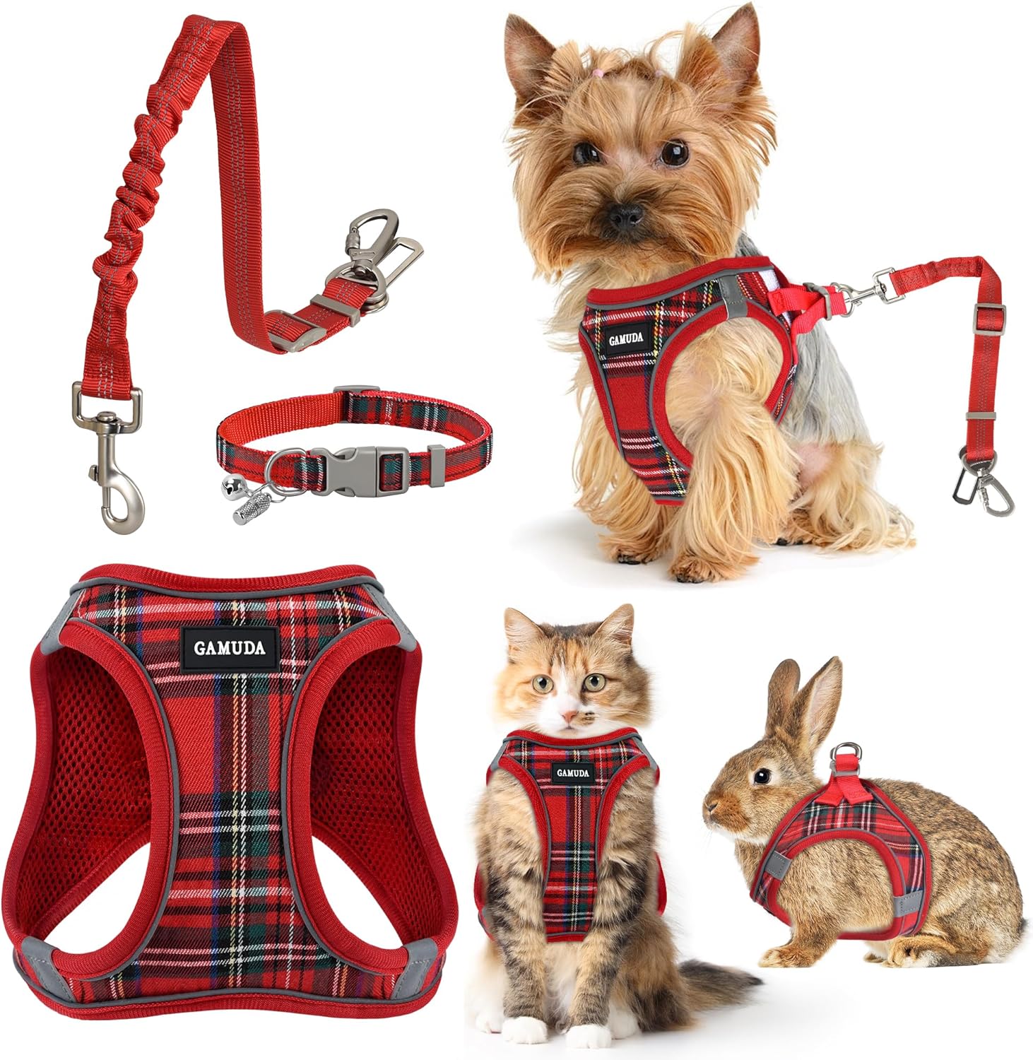 GAMUDA Dog Harness, Collar and Seat Belt Set, Vehicle Safety Harness, Retractabl...