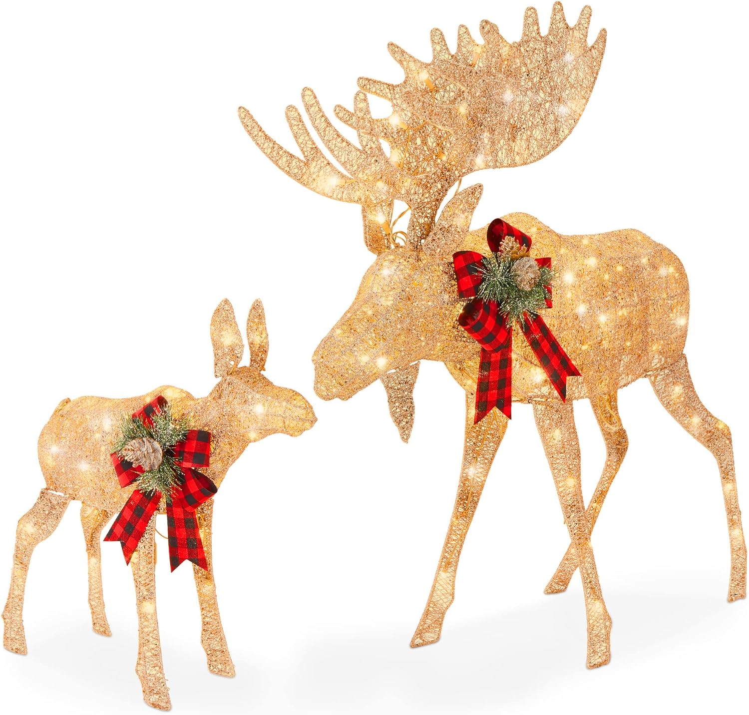 Best Choice Products 2-Piece Moose Family, Lighted Outdoor All-Weather Christmas...