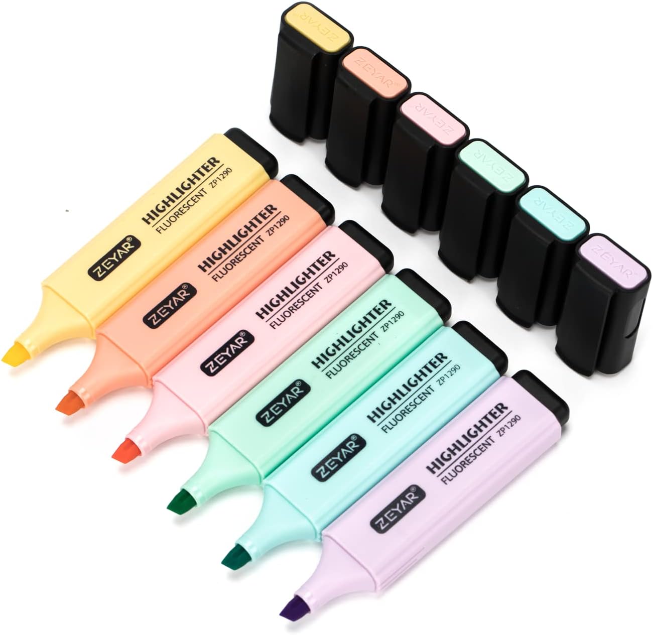 ZEYAR Highlighter, Pastel Colors Chisel Tip Marker Pen, AP Certified, Assorted C...