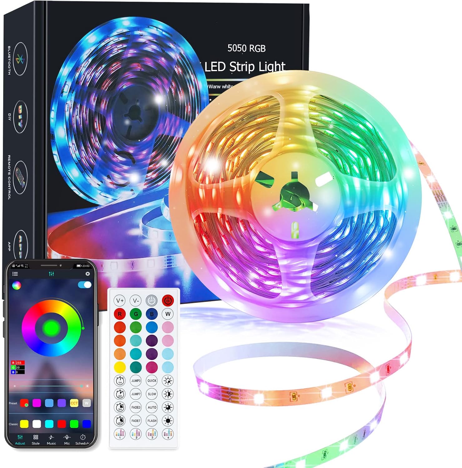 zyzykeji Led Lights 5m, Led Strip Light with Music Sync Color Changing, RGB Led...