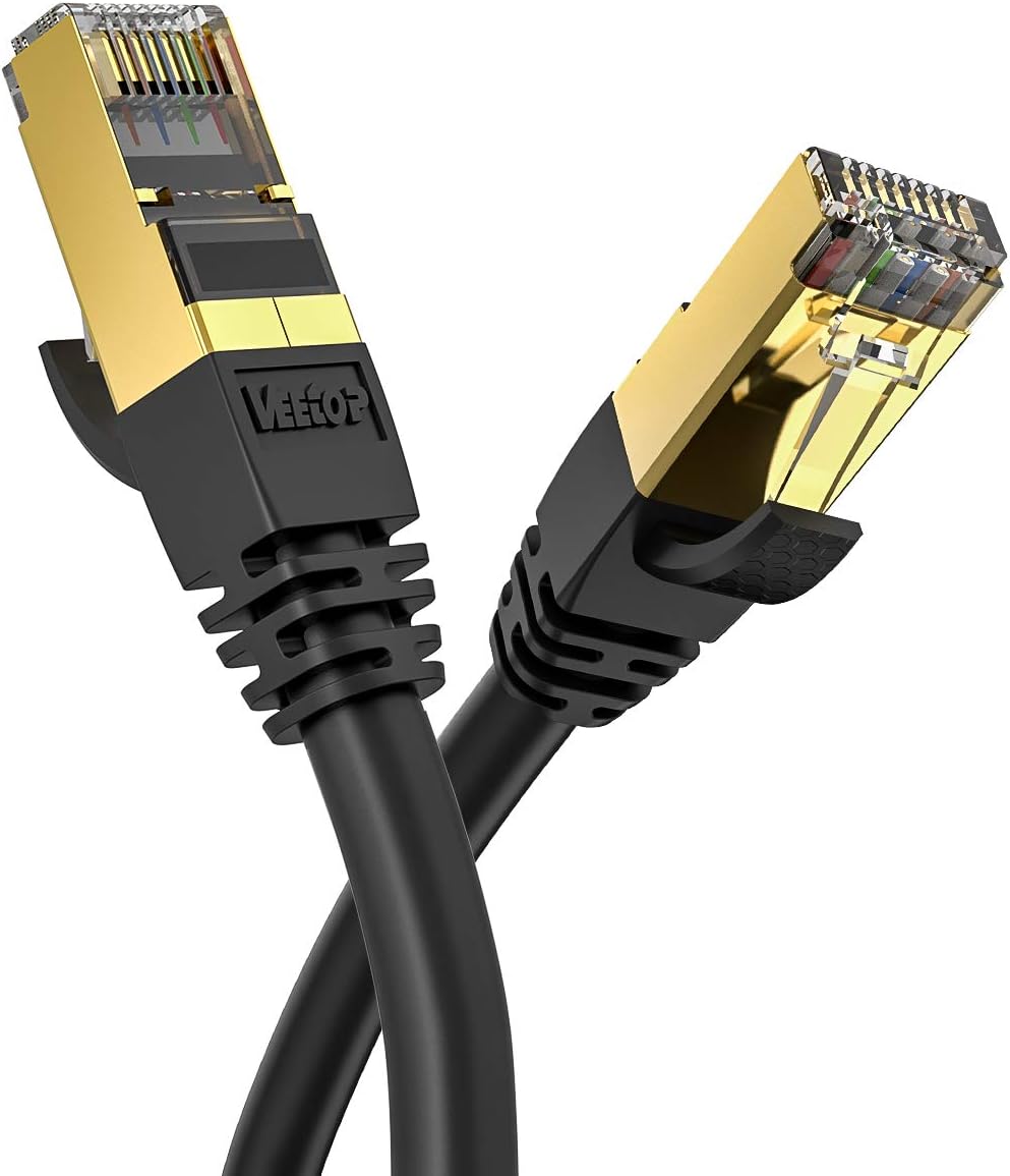 Veetop 10m/33ft CAT8 Ethernet Cable 40Gbps 2000Mhz High Speed Gigabit SFTP Lan N...
