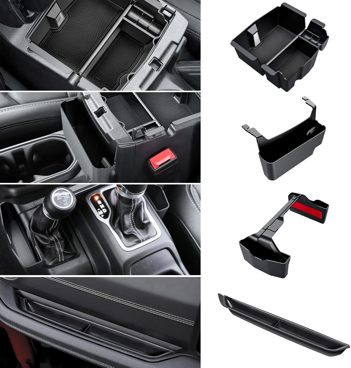 4PCS Center Console Organizer for 2024 2025 Jeep Wrangler JL JLU 4XE and Gladiat...