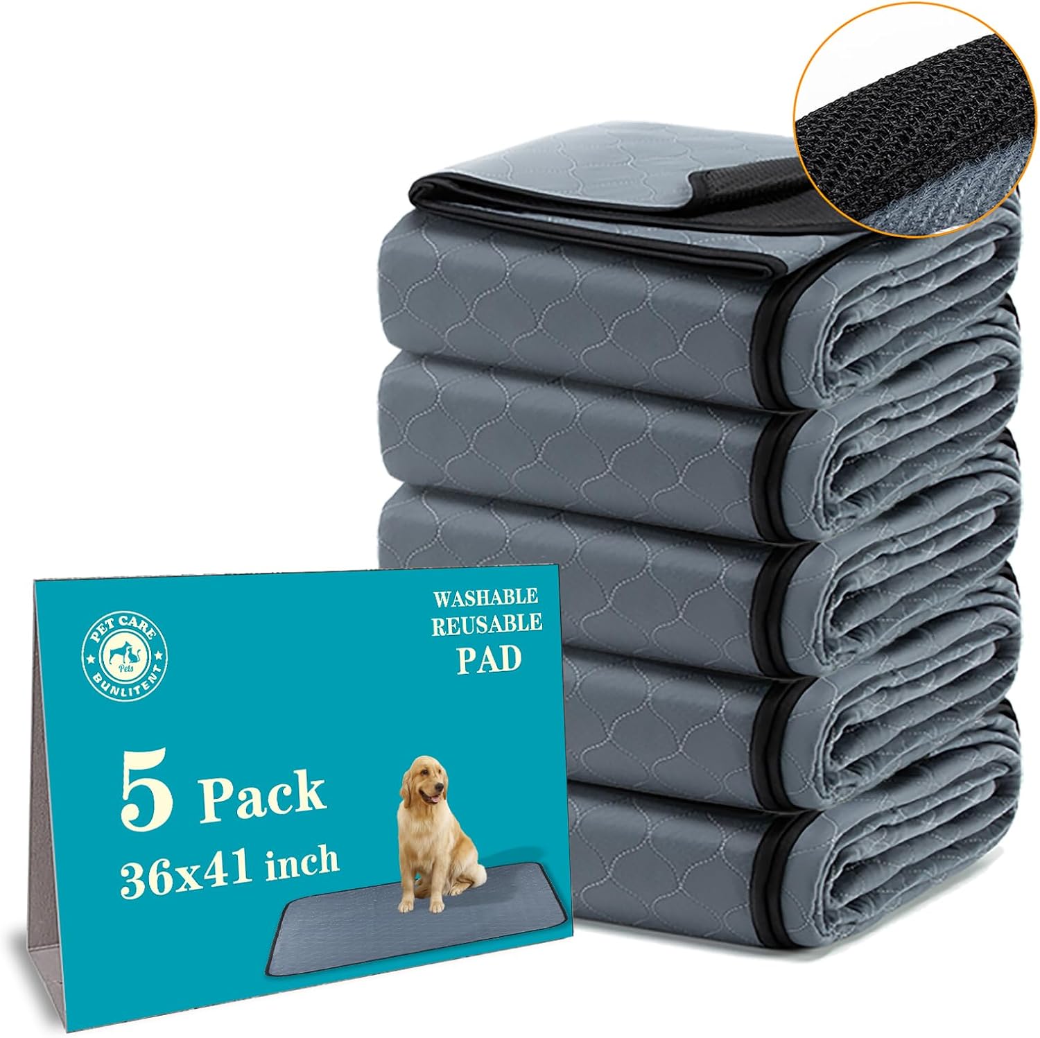 Washable Pee Pads for Dogs 5 Pack, 36x41, Reusable Puppy Pads, Dog Training Pads...