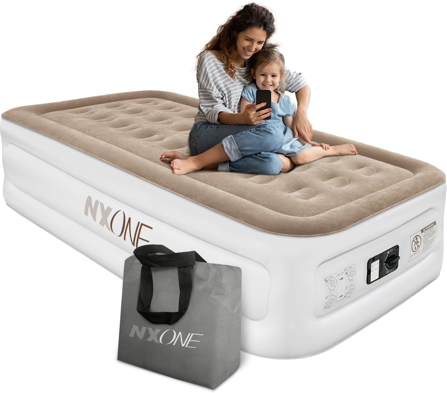 NXONE Air Mattress,Inflatable Single Airbed Luxury Double High Self Inflation De...
