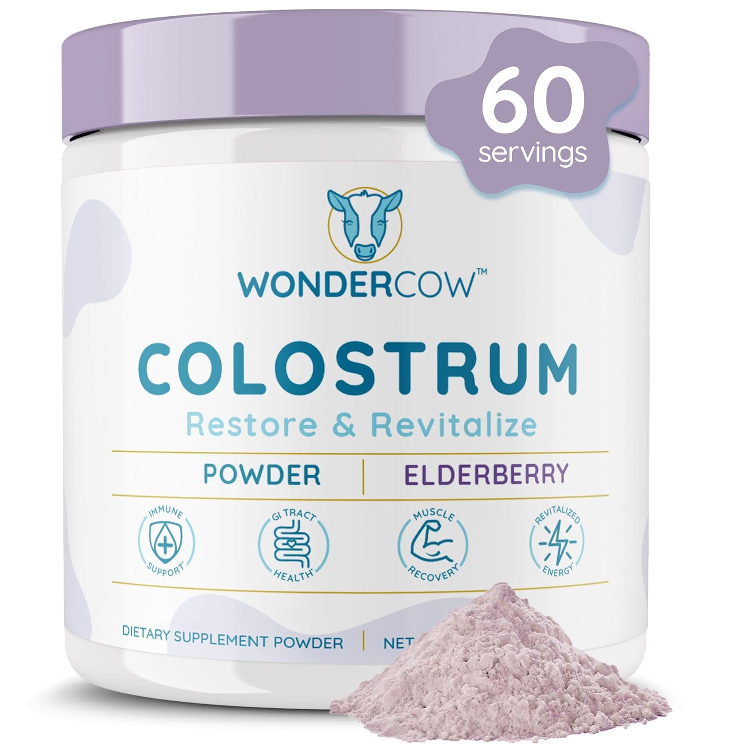 WONDERCOW Colostrum Supplement Powder for Gut Health, Immune Support, Muscle Rec...