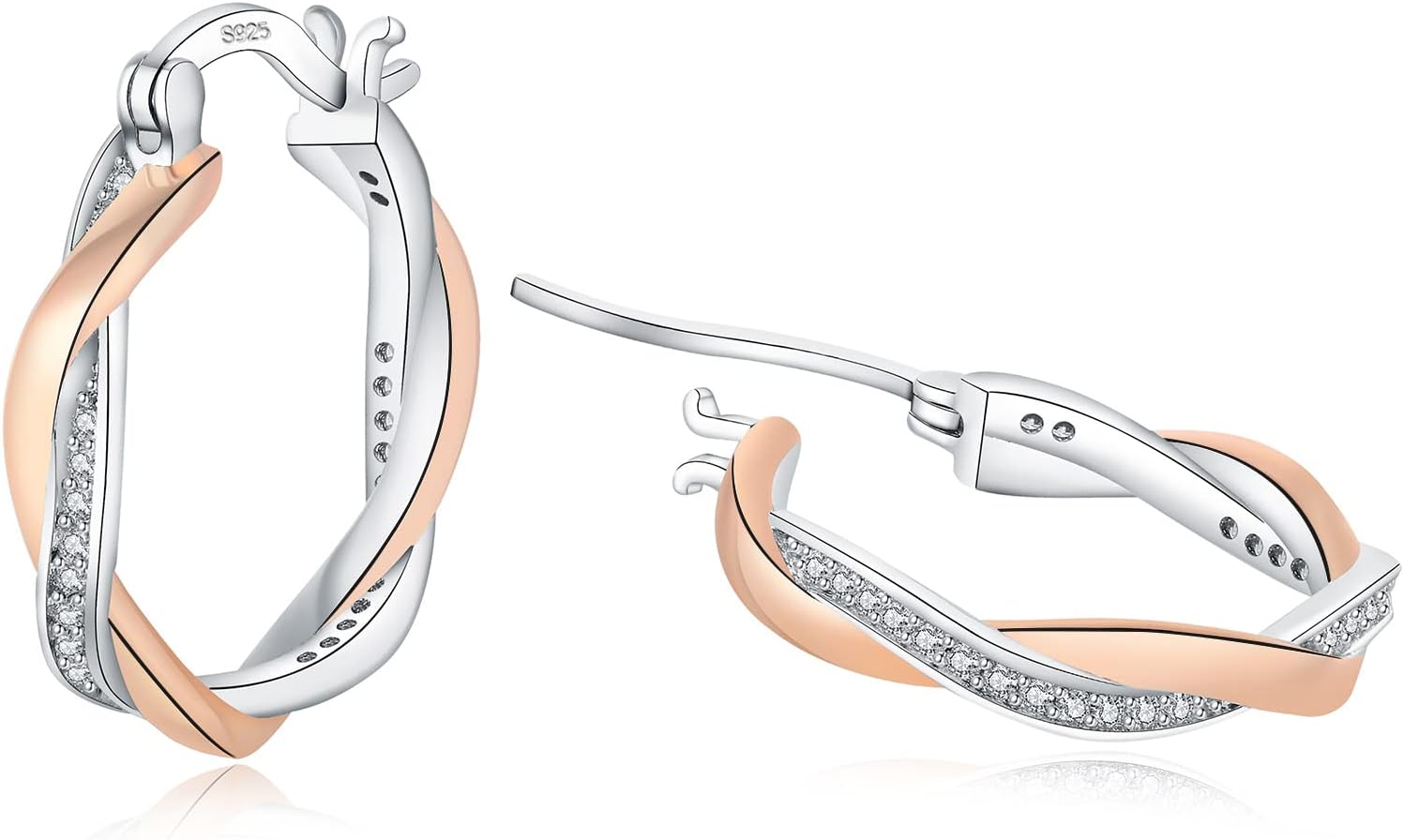 FUNTE® Silver Hoops Earrings for Women - 925 Sterling Silver Hoop Earrings,Hoop...