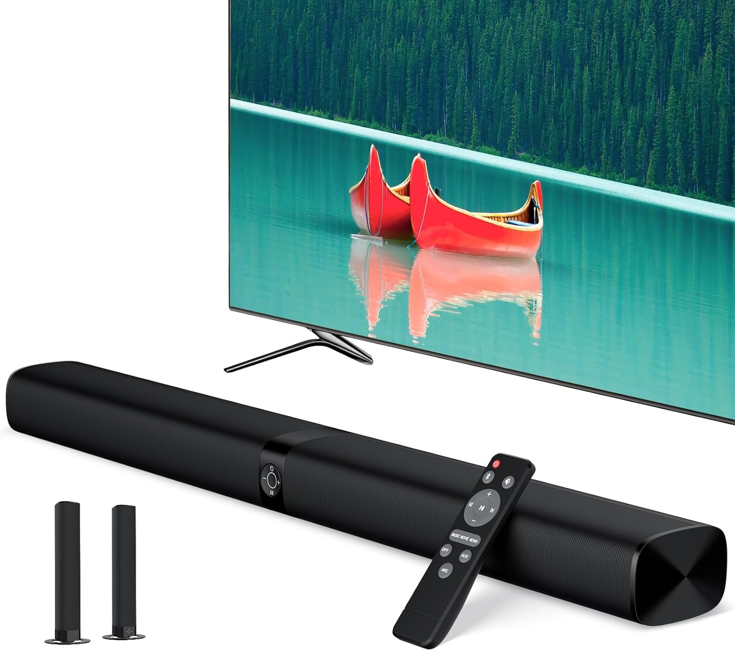 Sound Bar, 60W Sound Bar for Smart TV, 5.0 Bluetooth TV Sound Bar, Wired & Wirel...