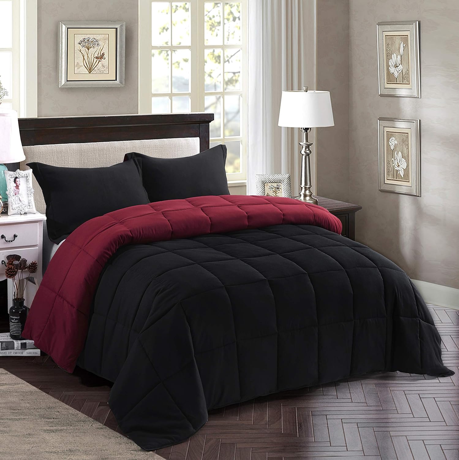 HIG 3 Piece Reversible Duvet King 240cm x 220cm - Coverless Duvet with Baffle Bo...