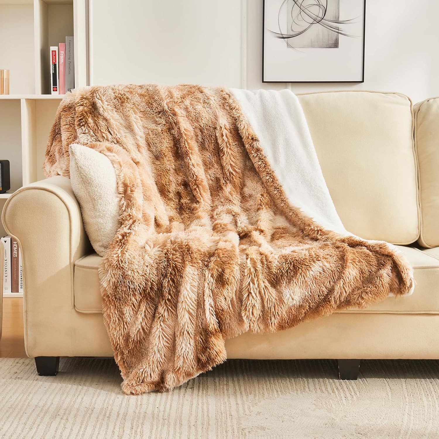 EMME Faux Fur Blanket,Fluffy Bed Throw Blanket,220x240cm,Super Soft, Thick and E...