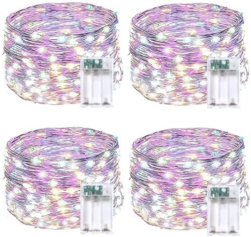 4 Pack 20FT 60LED Battery Operated Fairy Lights with Timer, Waterproof Battery S...
