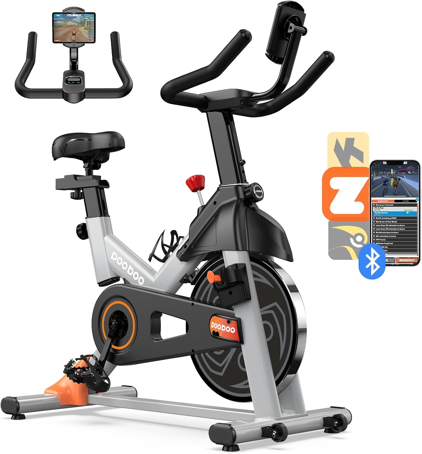 pooboo Exercise Bike, Adjustable Magnetic/Brake Pad Resistance Silent Belt Drive...