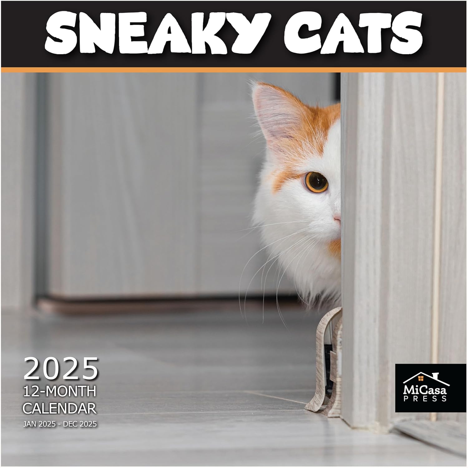 MICASA Sneaky Cats 2025 Wall Calendar 12 Month | 12" x 24" Open | Thick & Sturdy...