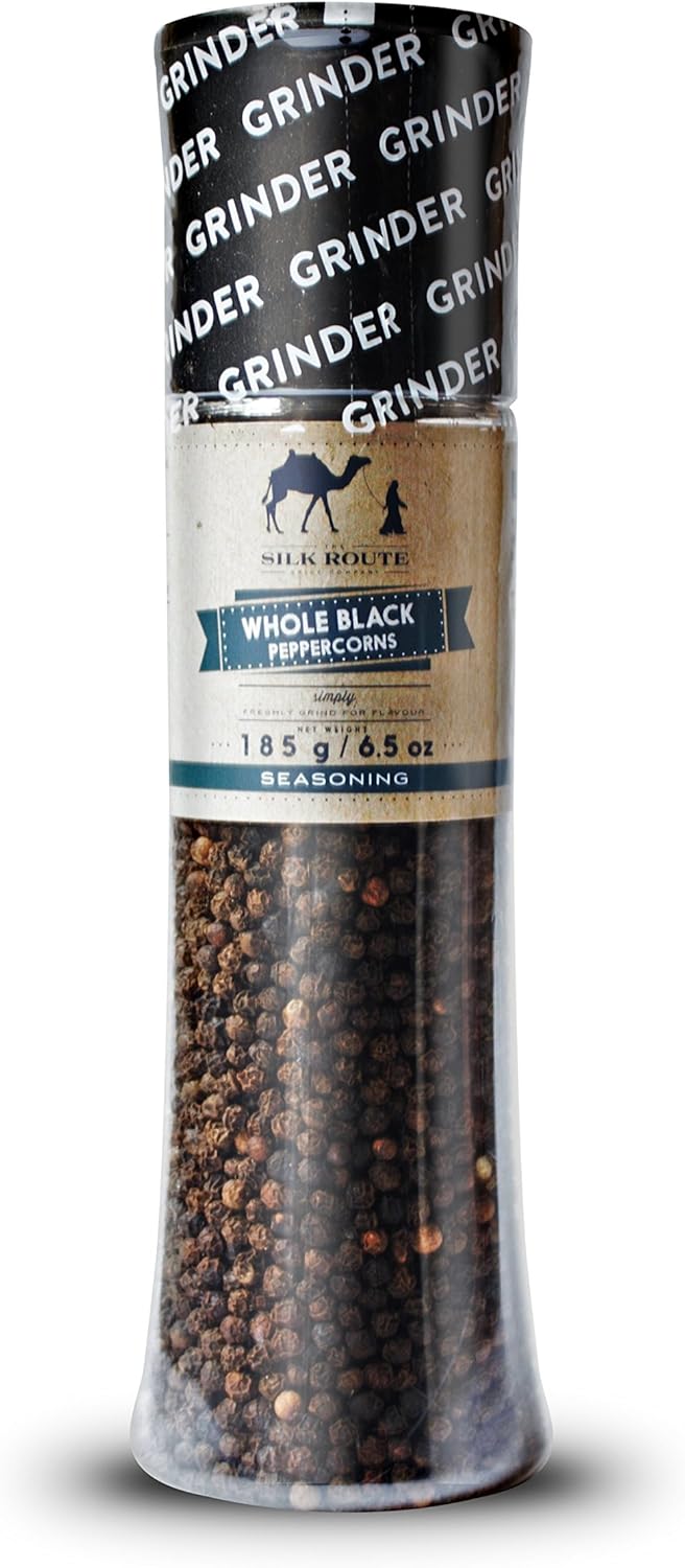 Silk Route Spice Company Giant Whole Black Pepper Grinder 185g - 6.04oz Black Pe...