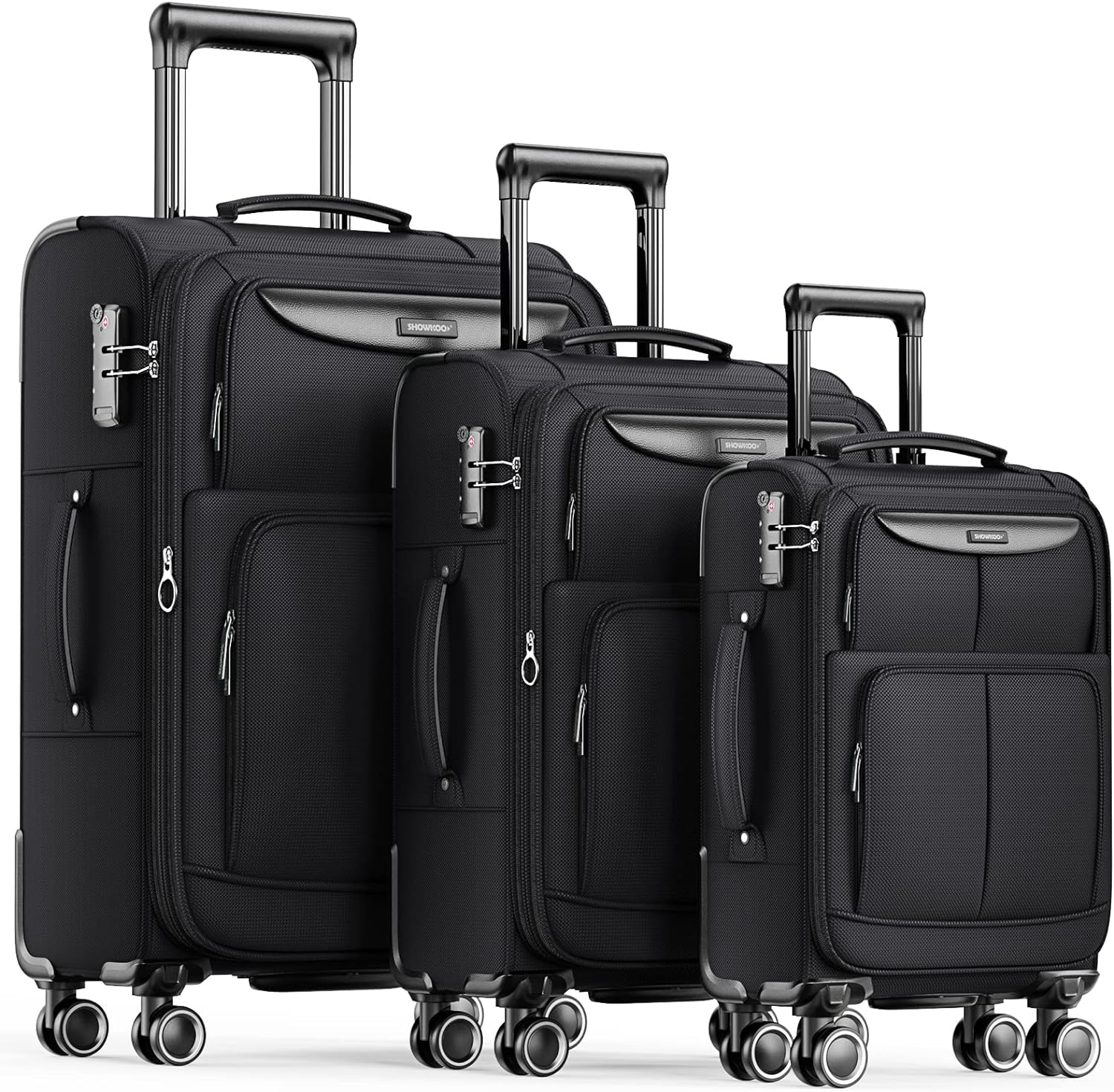 SHOWKOO Luggage Sets 3 Piece Softside Expandable Lightweight Durable Suitcase Se...