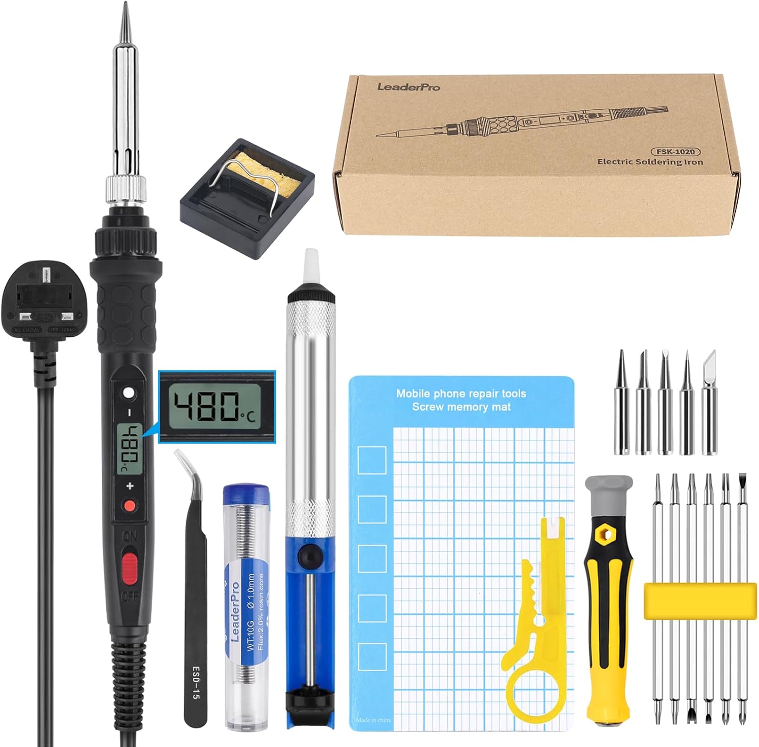 LeaderPro 80W Soldering Iron Kit Upgraded ON/Off S...