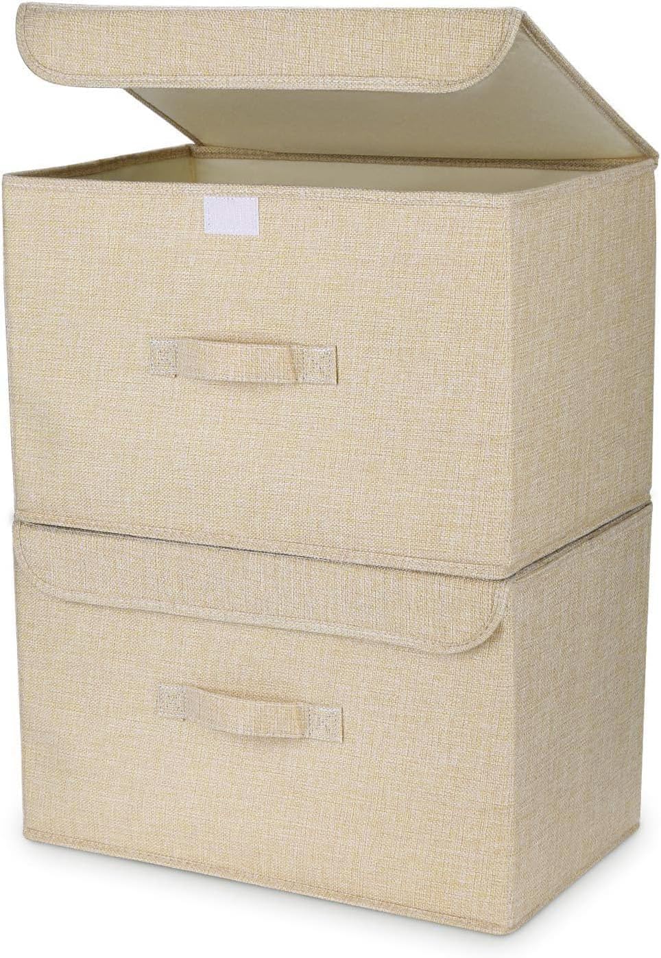 Homsorout Collapsible Storage Box with Lid, Pack of 2, Wardrobe Organiser Boxes...