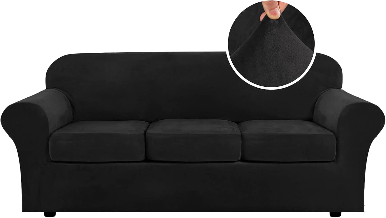 H.VERSAILTEX Modern Velvet Plush 4 Piece High Stretch Sofa Slipcover Sofa Cover...