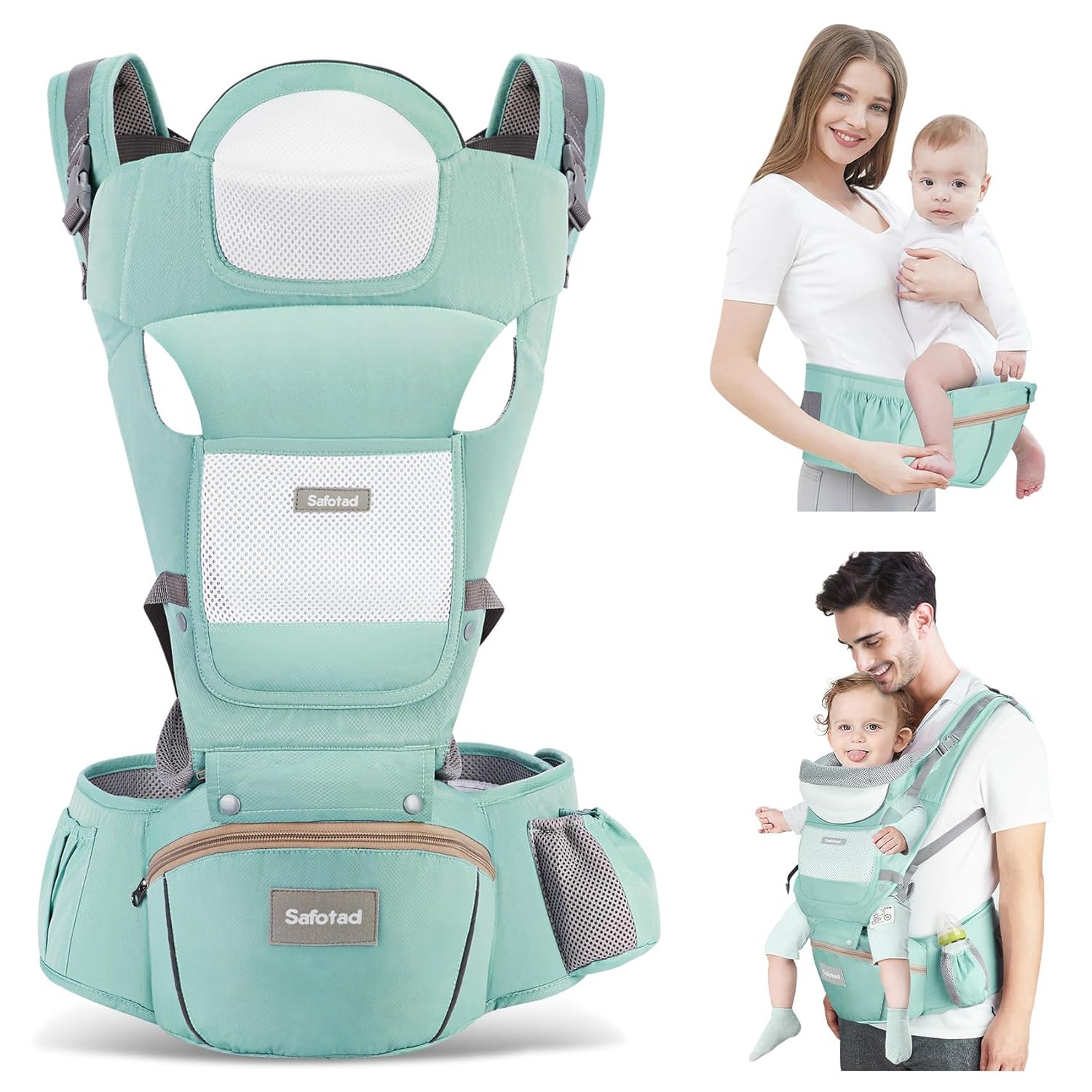 Baby Carrier with Hip Seat, Ergonomic M Position 6in1 Baby Carrier Newborn to To...