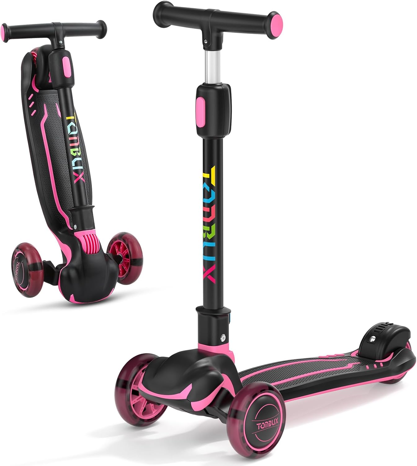 TONBUX Kids Scooter, Light Up 3 Wheel Kick Scooters for Kids 3-5, Folding Scoote...