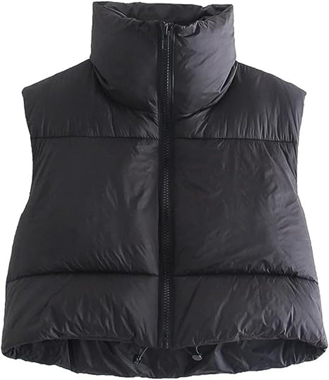 Shiyifa Women's Fashion High Neck Zipper Cropped Puffer Vest Jacket Coat Large B...