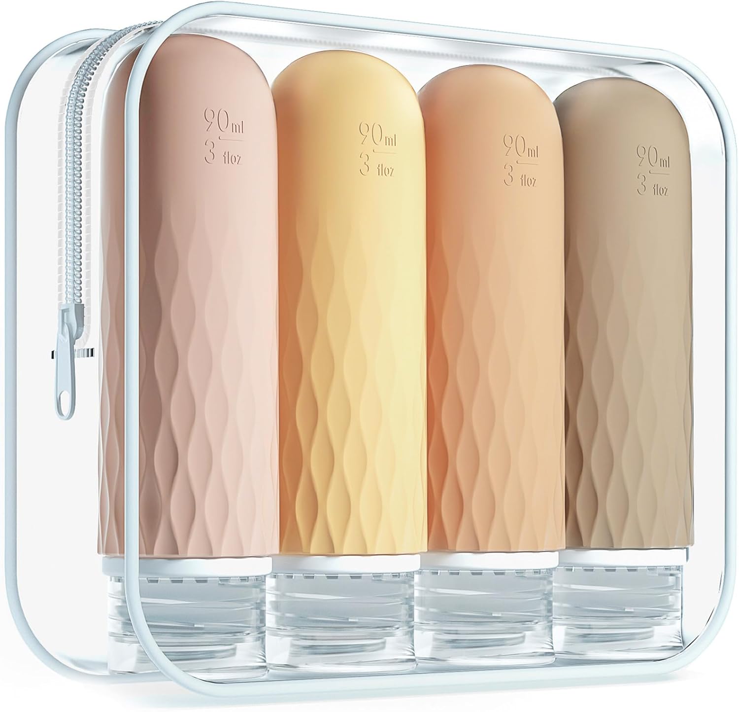 Gemice Travel Bottles for Toiletries, CAA Approved 90ml Silicone Travel Bottles,...