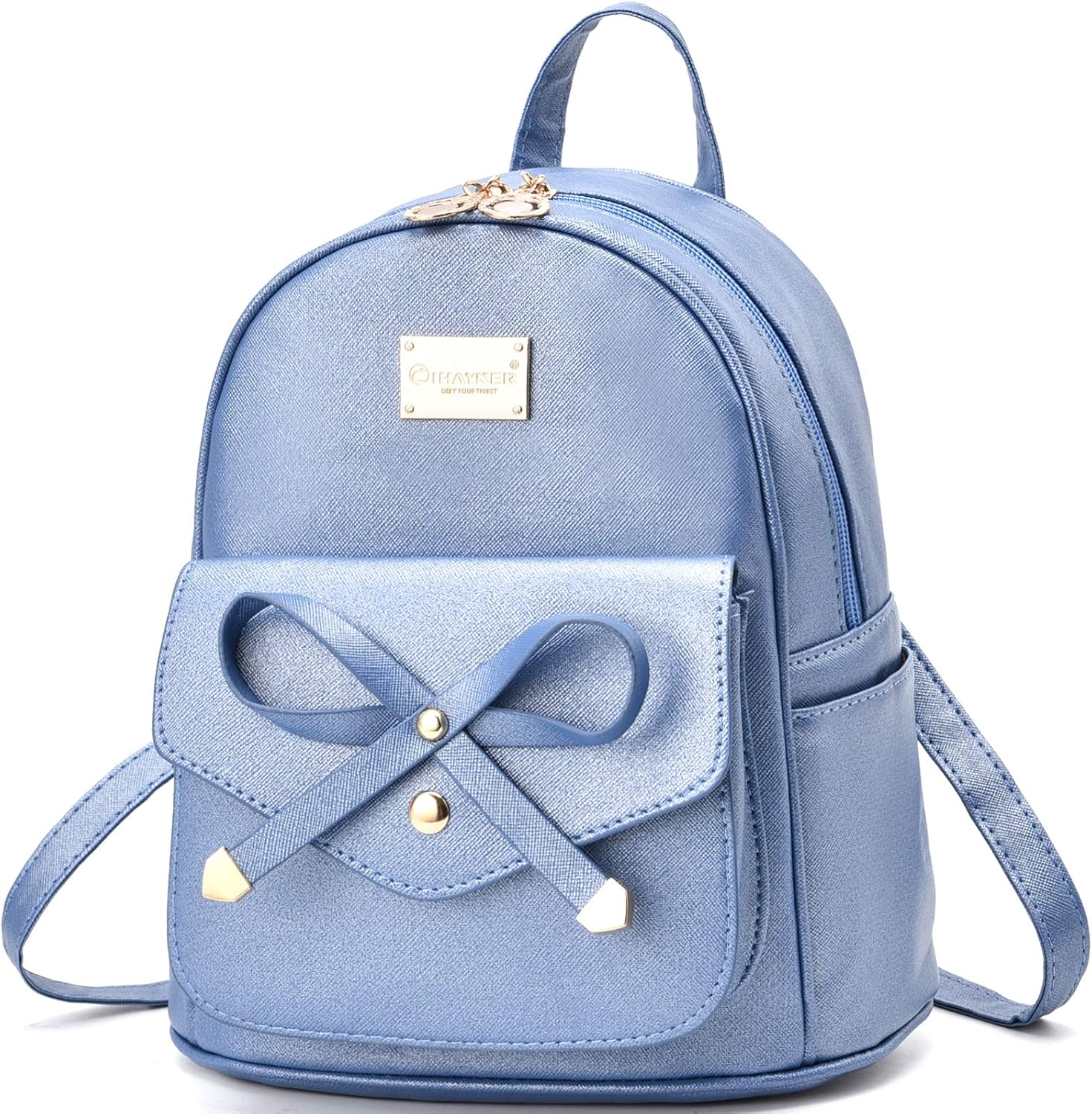I IHAYNER Girls Bowknot Cute Leather Backpack Mini Backpack Purse for Women Brig...