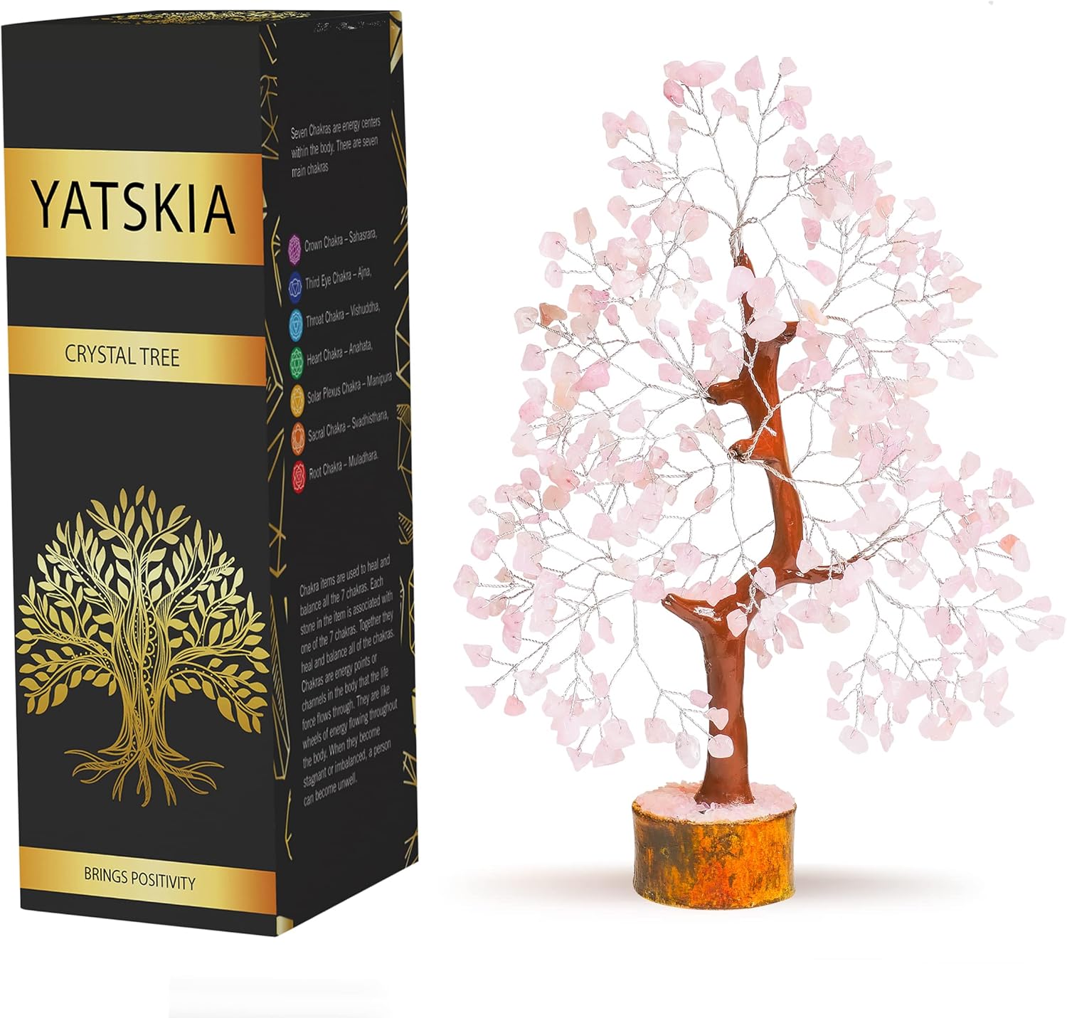 YATSKIA Rose Quartz Tree, Rose Quarts Crystal - Tree of Life Rose Quartz, Stone...