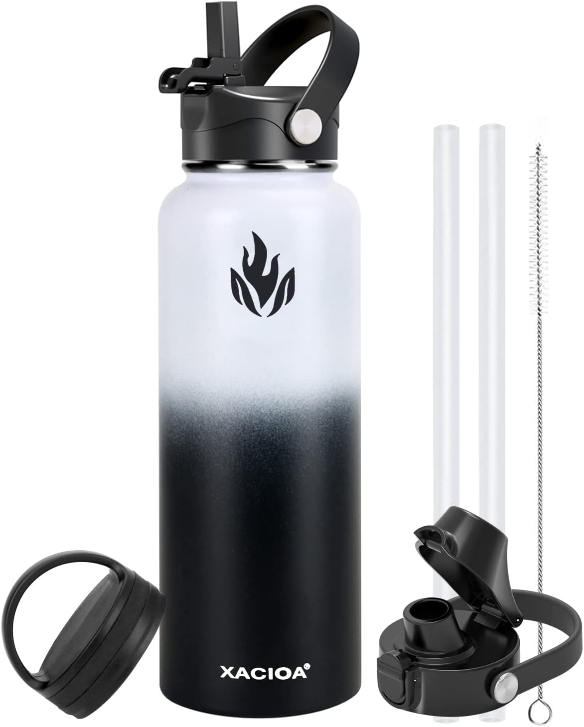 40oz Water Bottle,Vacuum Insulated Stainless Steel Water Flask with Straw Lid Au...