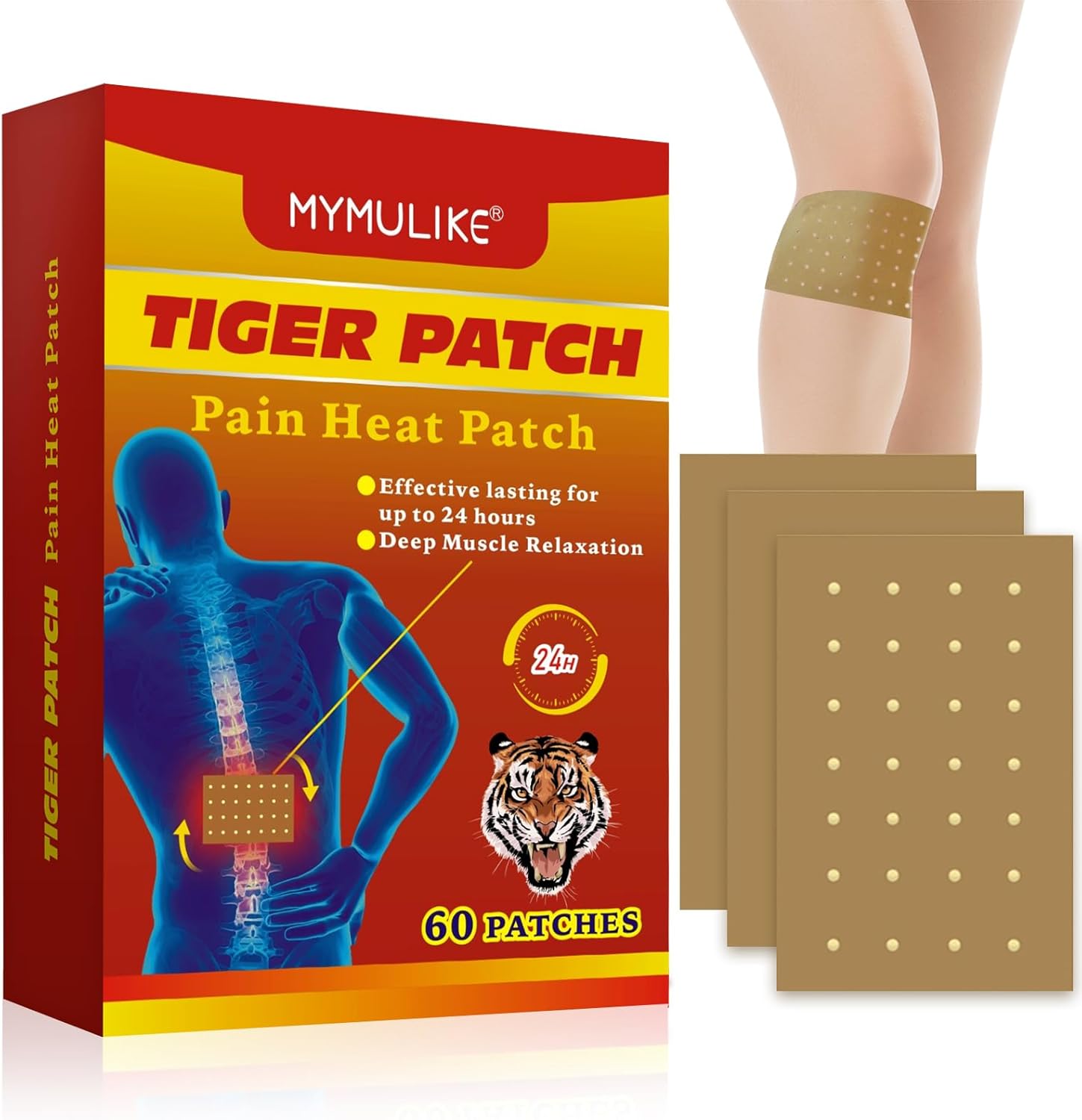 60 Count Tiger Patch, Pain Relief Patches, hot Patches for Neck and Shoulder, Pa...