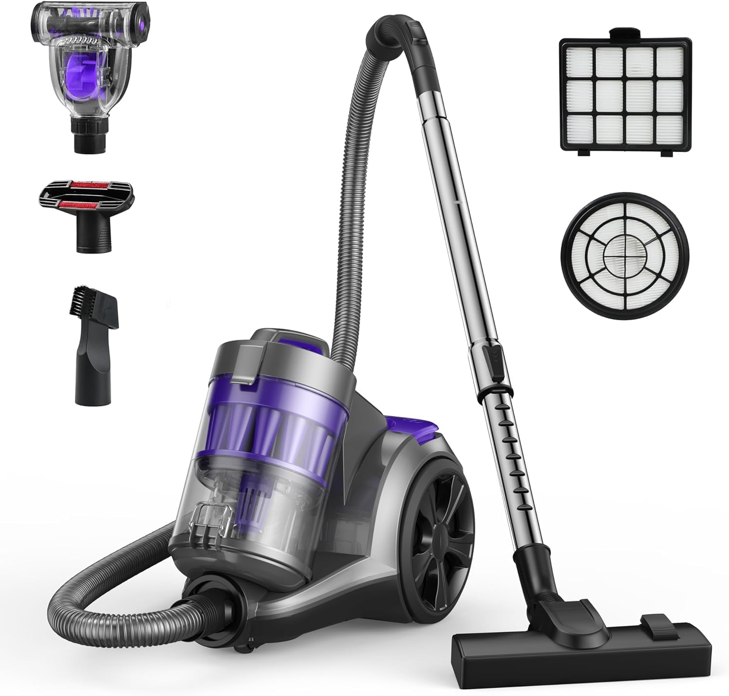 Aspiron Canister Vacuum Cleaner, 1400W Bagless Vacuum Cleaner, Multi-Cyclonic Fi...