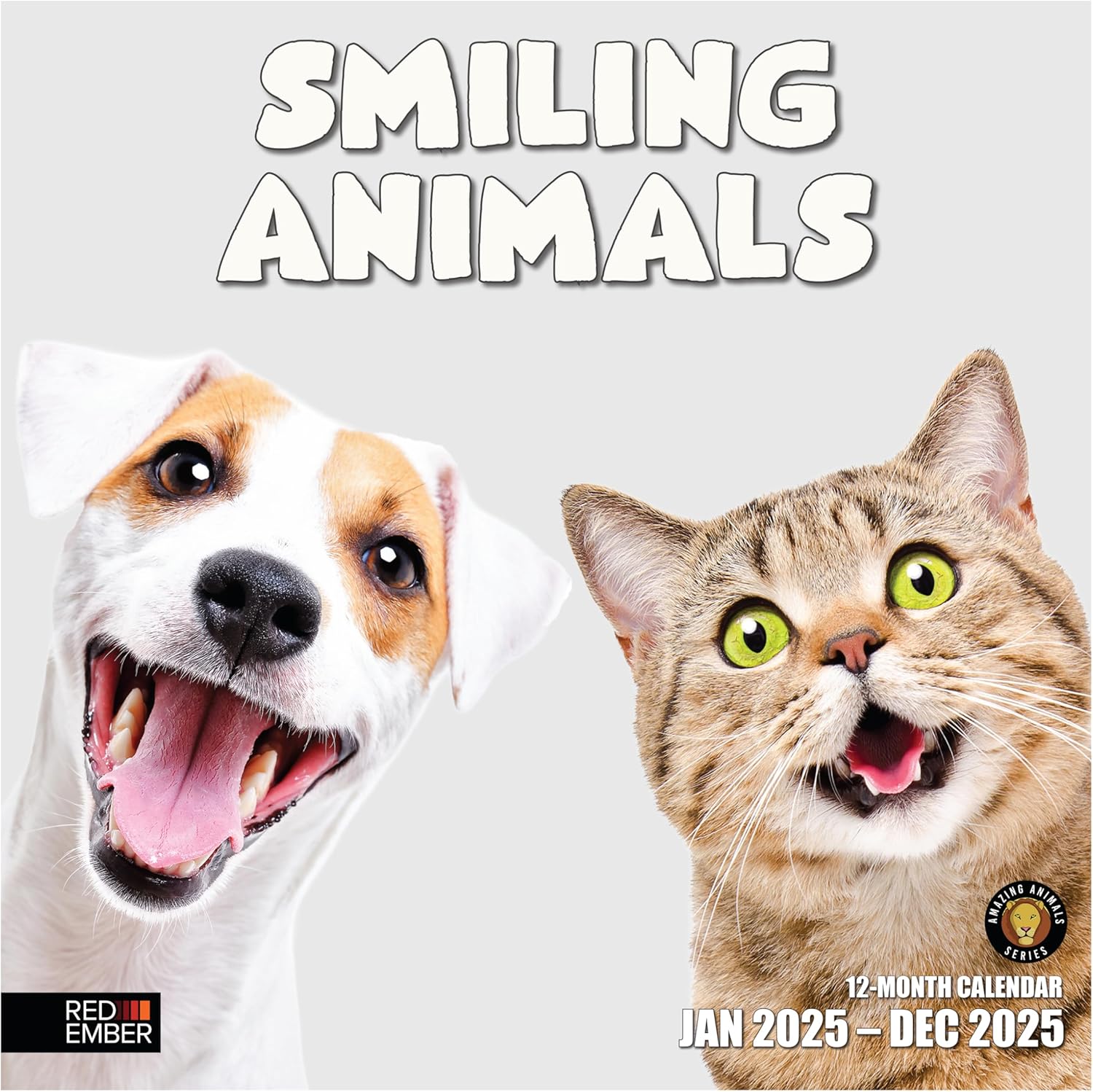 RED EMBER Smiling Animals 2025 Wall Calendar 12 Month | 12" x 24" Open | Thick &...
