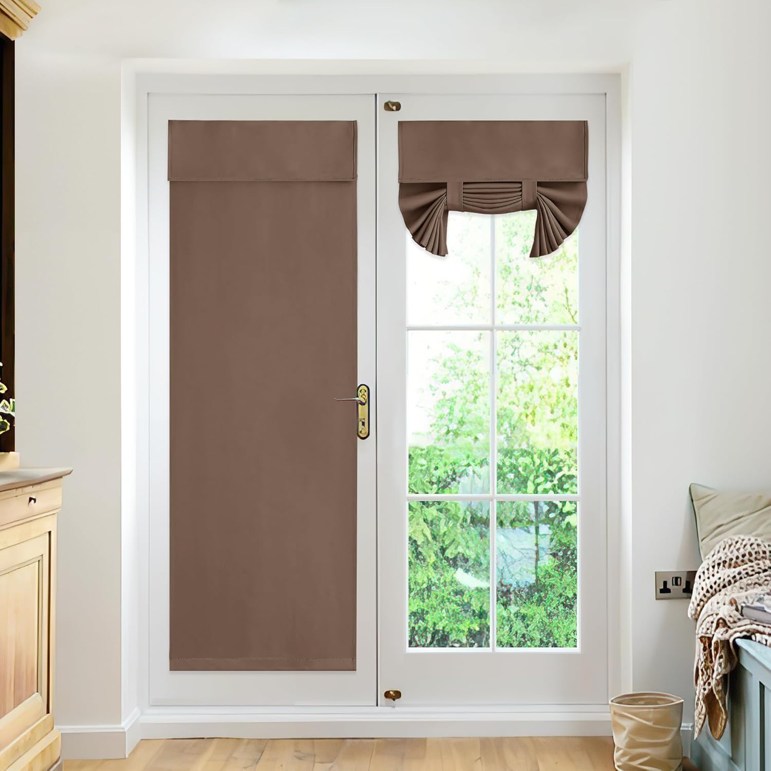 RYB HOME Blackout Door Curtains 2 Panels Set, Privacy Insulating Glass Window Do...