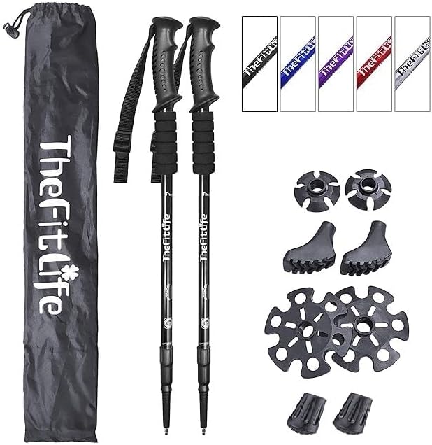 TheFitLife Nordic Walking Trekking Poles - 2 Sticks with Anti-Shock and Quick Lo...