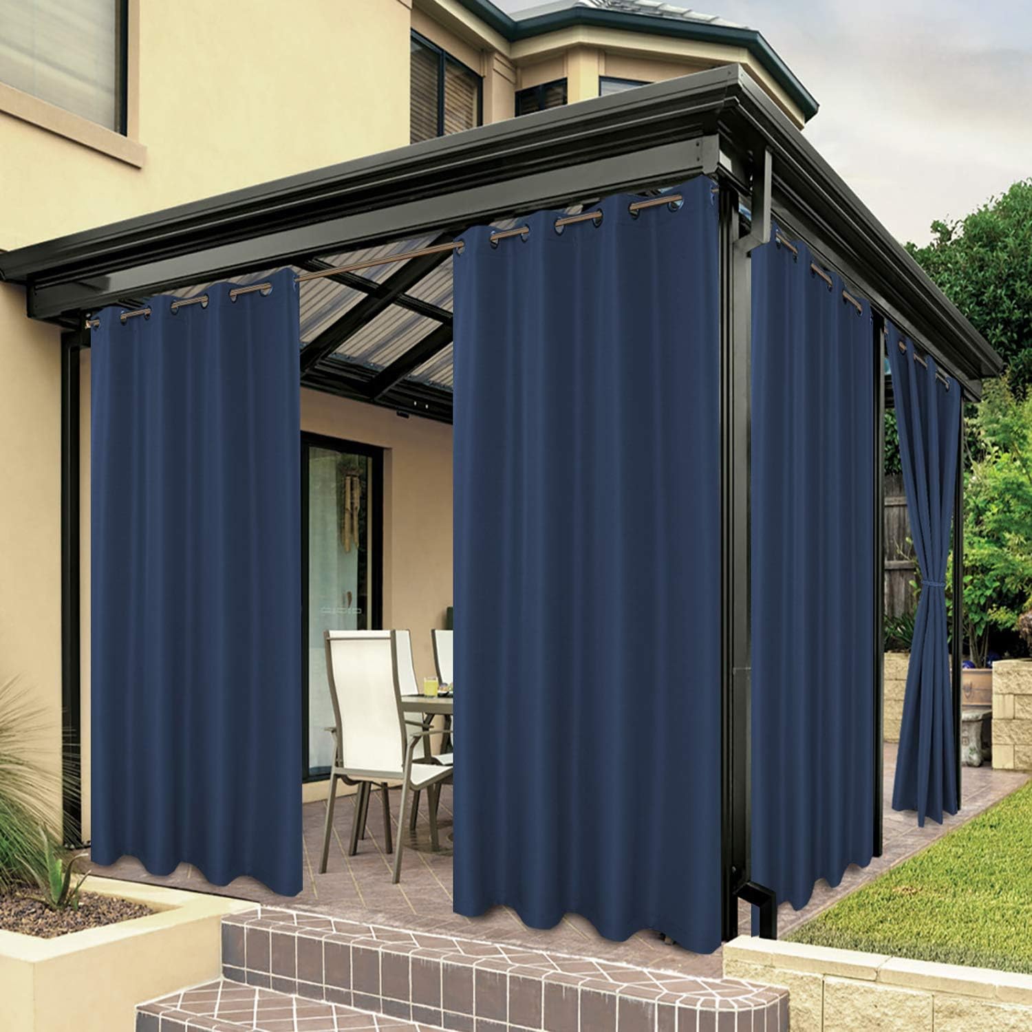 BONZER Outdoor Curtains for Patio Water Resistant Heavy Privacy Sunlight Blockin...