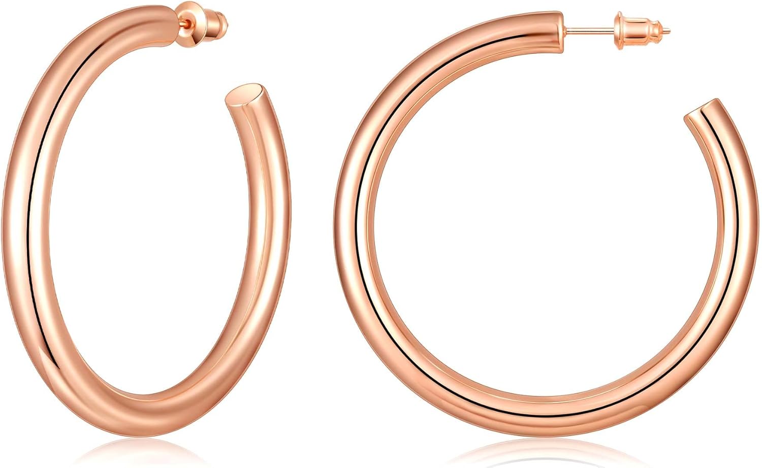 Gacimy Chunky Gold Hoop Earrings for Women 14K Real Gold Plated, 925 Sterling Si...