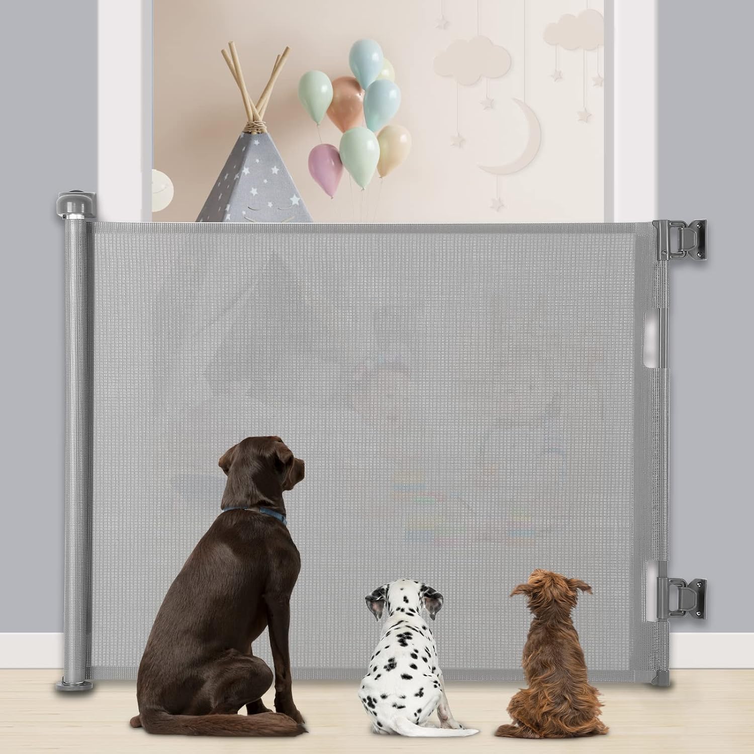 Baby Gate, MYPIN Extra Wide Retractable Dog Gates Indoor Stair Gates for Baby Pe...