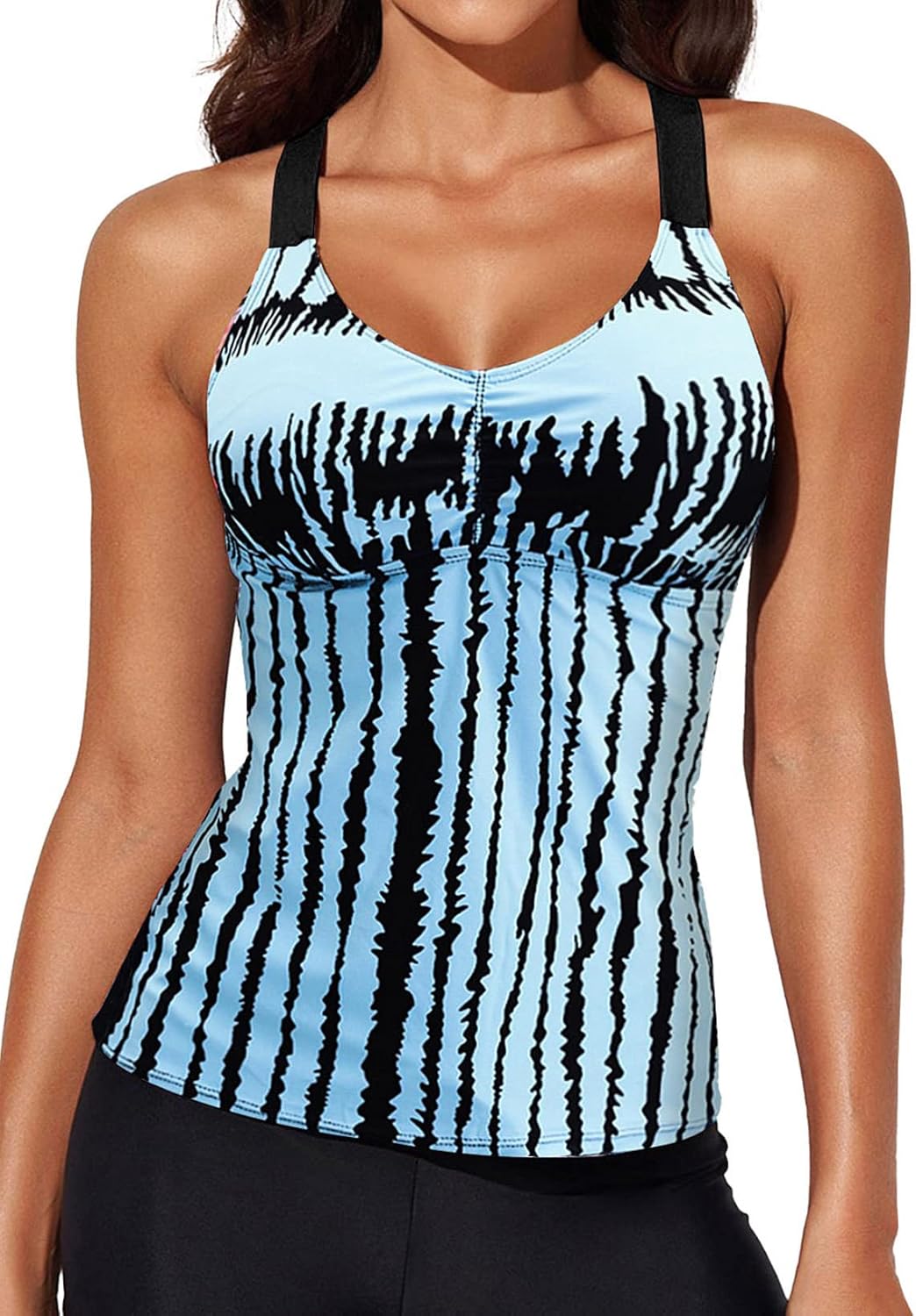 Aleumdr Womens Printed Strappy Racerback Swim Tankini Top Only No Bottom S - XXX...