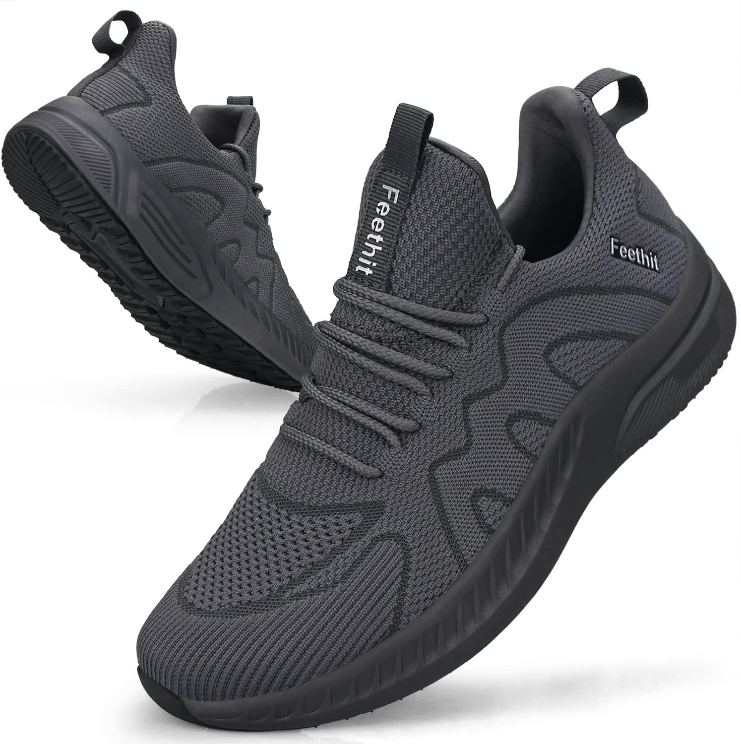Feethit Mens Non Slip Walking Sneakers Lightweight Breathable Slip on Running Sh...