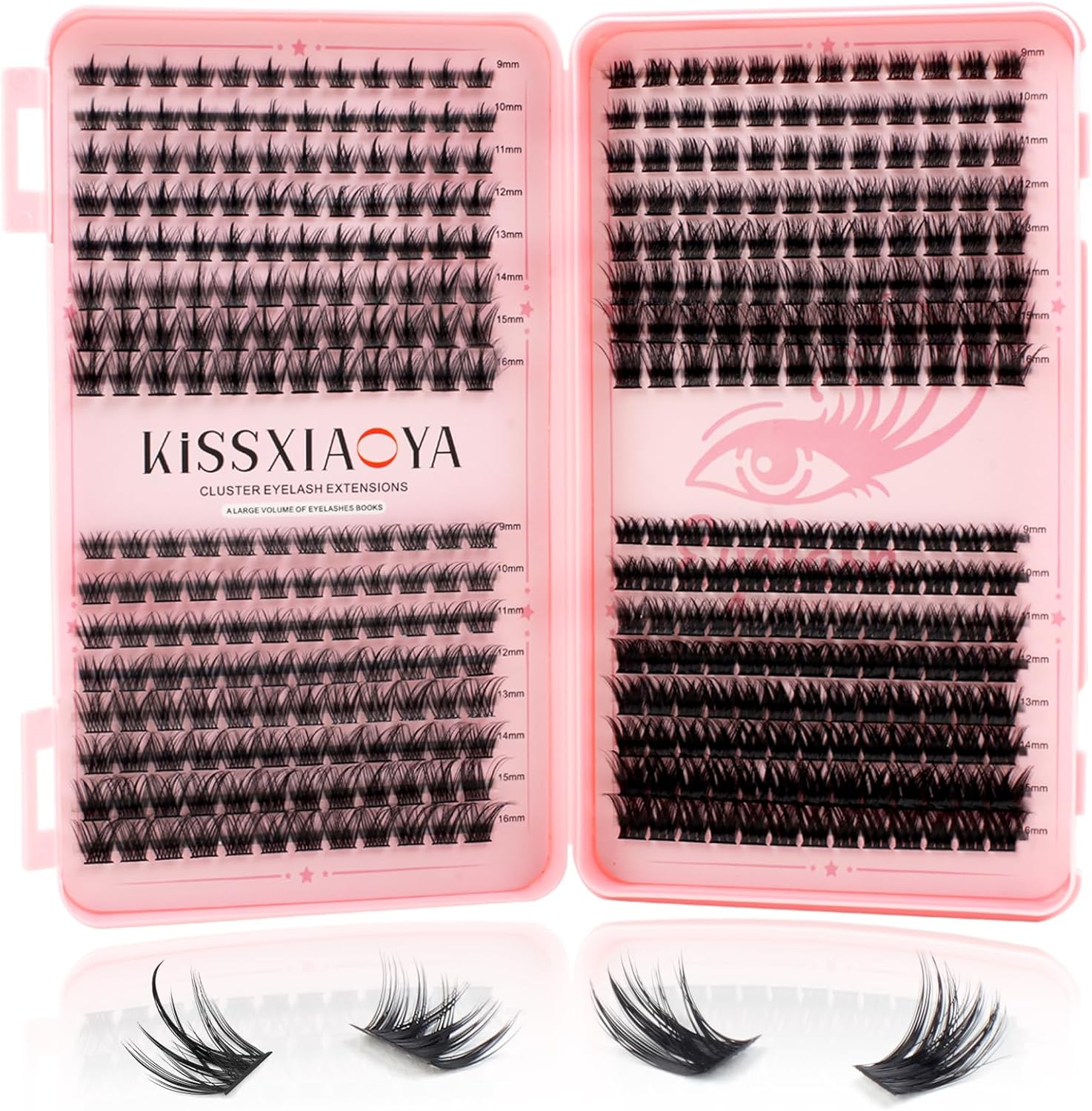 Individual Cluster Lashes 392Pcs Wide Stem D Curl 9-16 Mixed DIY Eyelash Extensi...