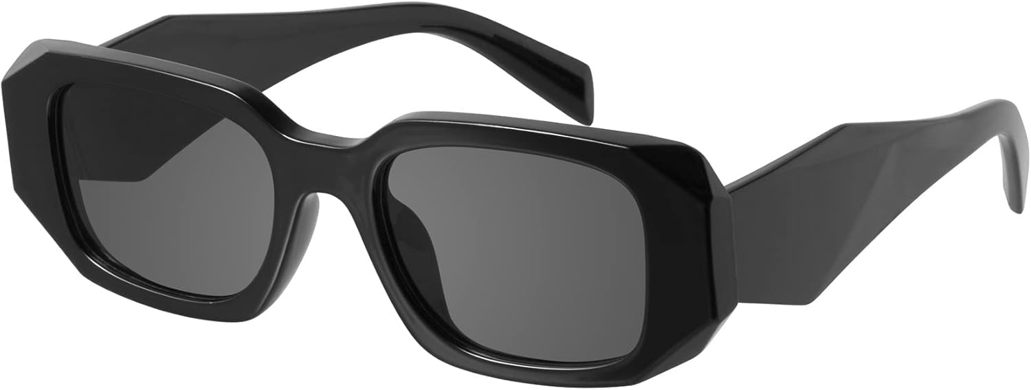 mosanana Trendy Rectangle Sunglasses for Women Men-Goulding C1-black