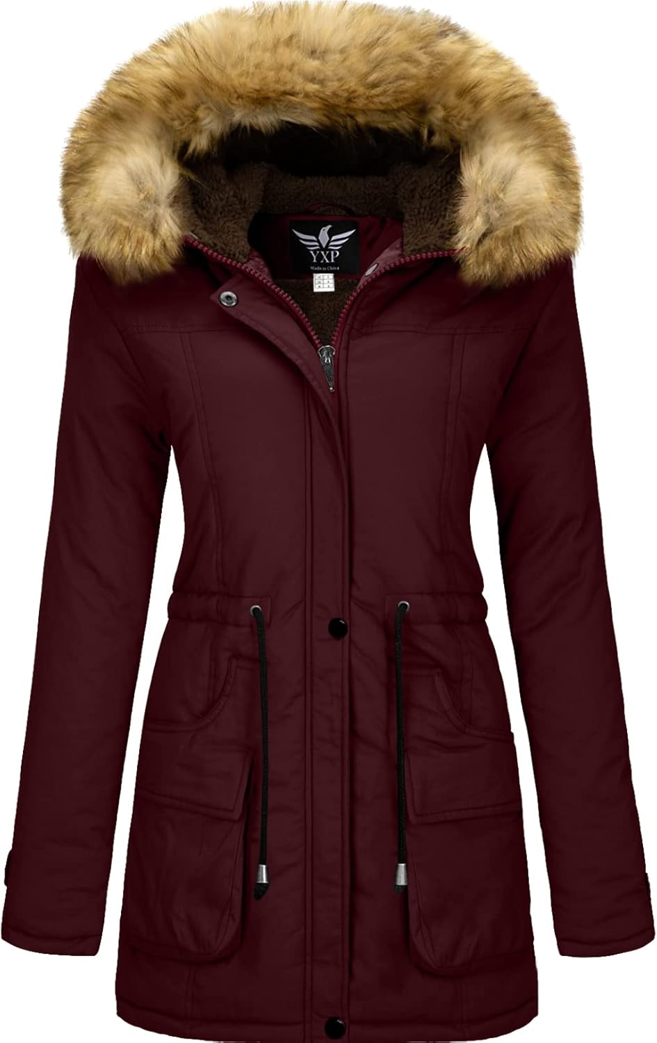 YXP Women's Winter Thicken Military Parka Jacket Warm Fleece Cotton Coat with Fu...