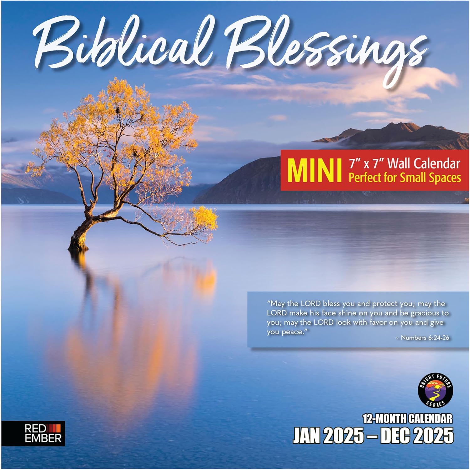 RED EMBER Biblical Blessings Mini 2025 Wall Calendar 12 Month | 7" x 14" Open |...