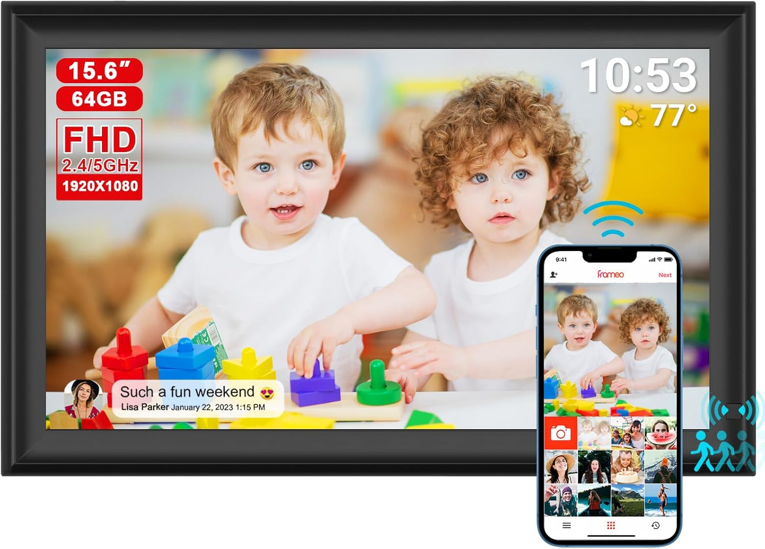 64GB 15.6inch FRAMEO Digital Photo Frame with 1920x1080 FHD IPS LCD Touch Screen...