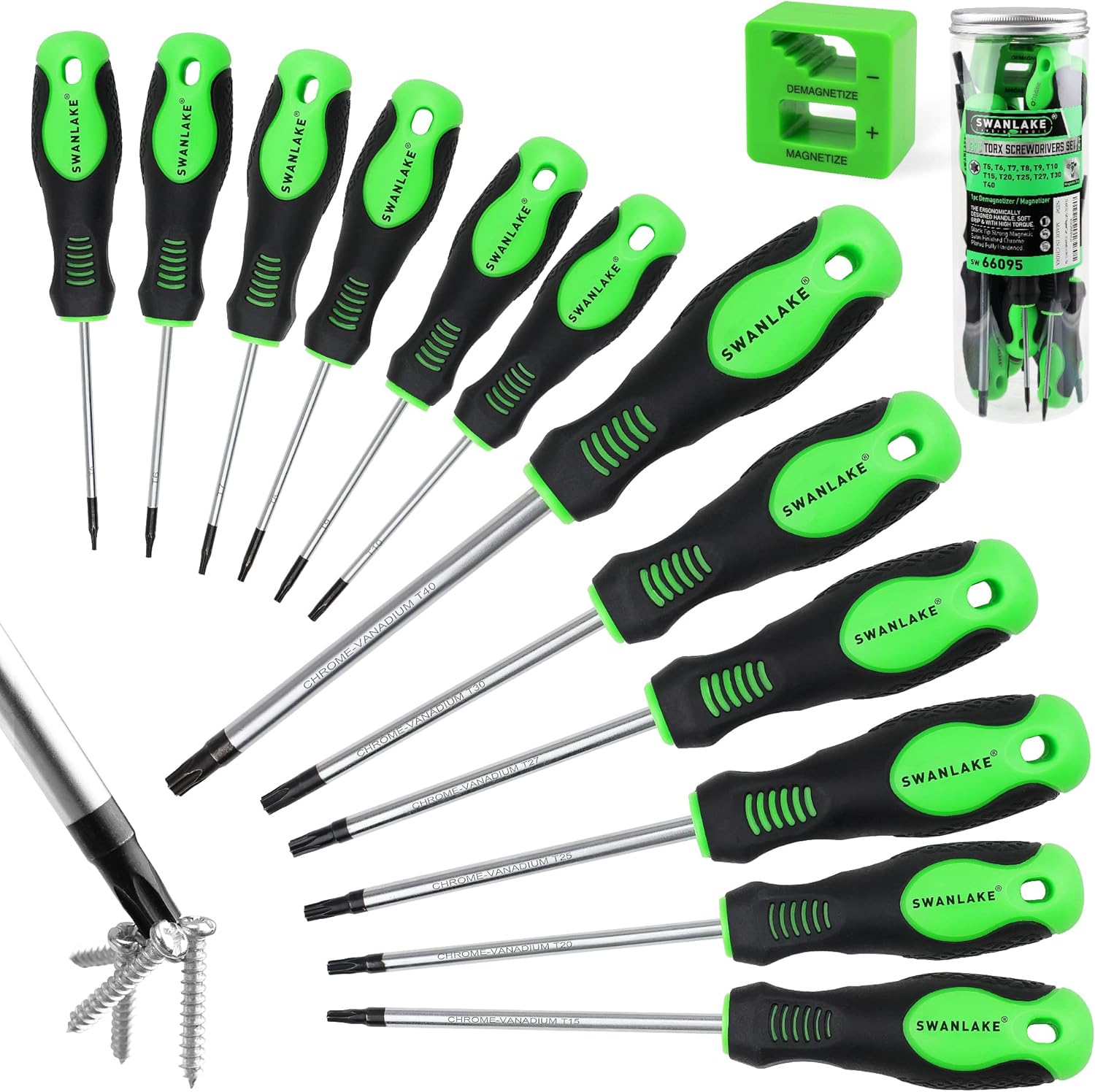 SWANLAKE 13-Piece Magnetic Torx Screwdrivers Set, Magnetic Torx Driver Star Scre...