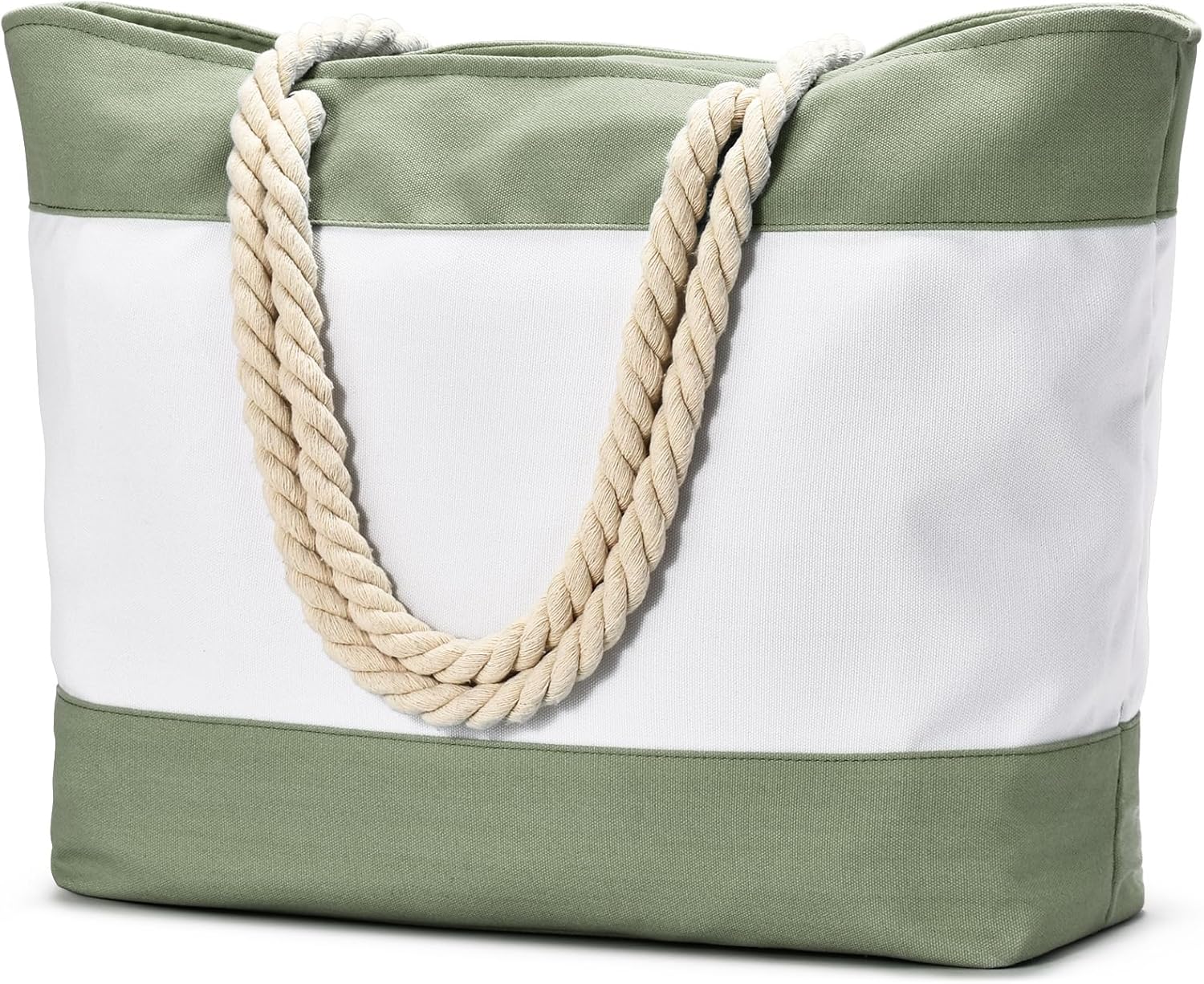 Becokan Initial Beach Bag Waterproof Canvas Beach Tote Bag Zipper Personalized G...