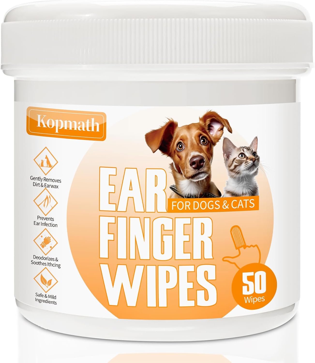 Dog Ear Wipes, Ear Cleaner Finger Wipes for Dogs & Cats, Gently Remove Earwax &...